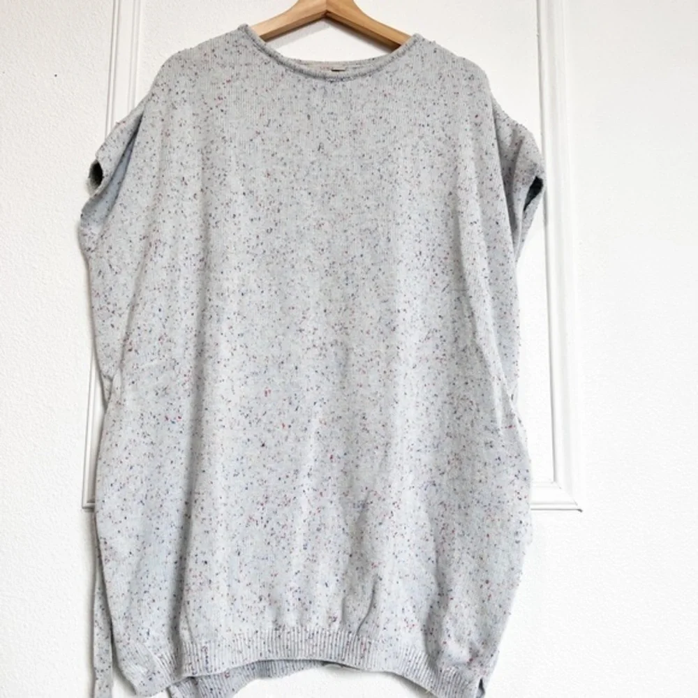 LOFT Sweater Poncho XS/S Pastel Blue Confetti Speckled Cotton Knit Oversized